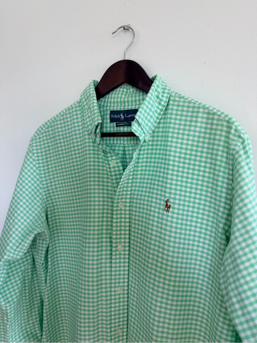 Like NEW Ralph Lauren Mint Green Gingham Button-Down Shirt